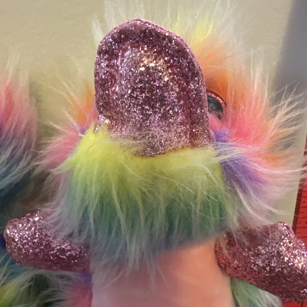 Ty PIPPA And ASHA Rainbow Sherbert Fur Platypus AND Ostrich‎ Beanie Boo